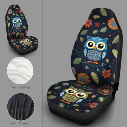 Owl Car Seat Covers for Women Men Front Seats Only 2 Pack Bucket Seat Covers Universal Fit Trucks Suvs Cars Auto Interior Accessories - color: Cartoon Owl