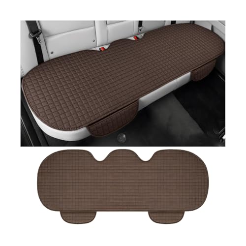 Car Back Seat Cover, Linen Breathable Vehicle Rear Bottom Bench Seat Protector with Storage Pocket, Anti-Slip Comfortable Long Automotive Rear Chair Cover, Universal for Vehicles (Coffee) - color: Coffee