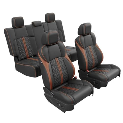 Custom Seat Covers for Tacoma 4th Gen 2024 2025 2026 Double Cab SR5/TRD Sport/TRD Off-Road/SR Full Set with Console Covers, Waterproof Leather Back and Front Seat Protectors Black Brown