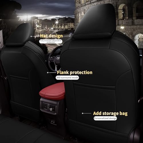 Custom Fit for Toyota CHR 2018 2019 2020 2021 2022 Full Set Faux Leather C-HR Seat Covers Compatible Airbag Black
