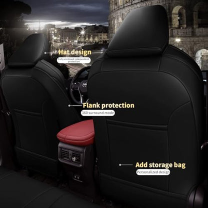 Custom Fit for Toyota CHR 2018 2019 2020 2021 2022 Full Set Faux Leather C-HR Seat Covers Compatible Airbag Black