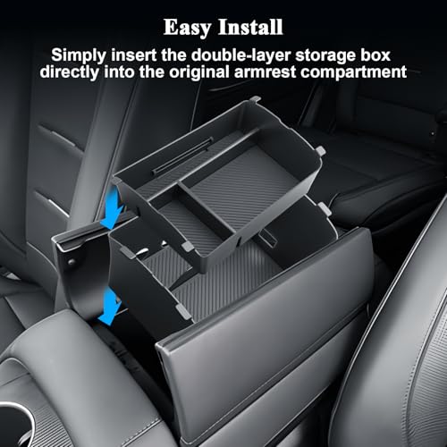 BIBIBO 2Packs for 2026 Hyundai Palisade Center Console Organizer 2026 Hyundai Palisade Calligraphy Console Tray 2026 Palisade Console Insert Tray 2026 Palisade (ONLY FIT 7-Seats Palisade Calligraphy) - color: Black-(Double Layer)-Black