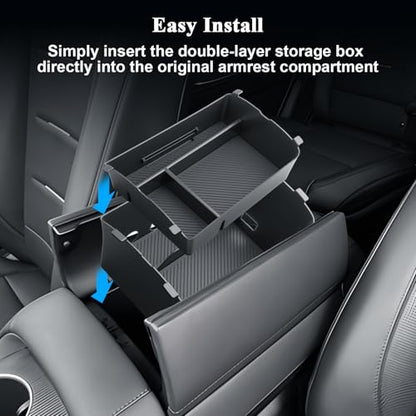 BIBIBO 2Packs for 2026 Hyundai Palisade Center Console Organizer 2026 Hyundai Palisade Calligraphy Console Tray 2026 Palisade Console Insert Tray 2026 Palisade (ONLY FIT 7-Seats Palisade Calligraphy) - color: Black-(Double Layer)-Black
