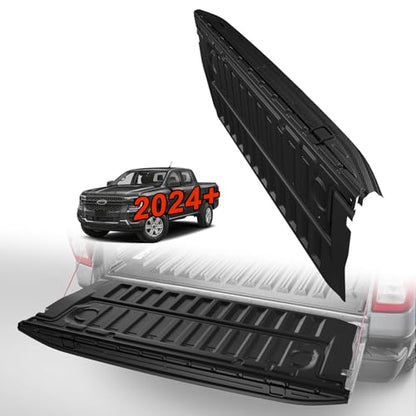 Truck Mat Compatible with 2024-2026 Ford Ranger Accessories, Tailgate Mat Custom Fit All Weather Protection Pickup Liner, w/Tailgate Cap Protector - size: 2) Ranger | 2024+ | Tailgate Mat w/ Cap Cover