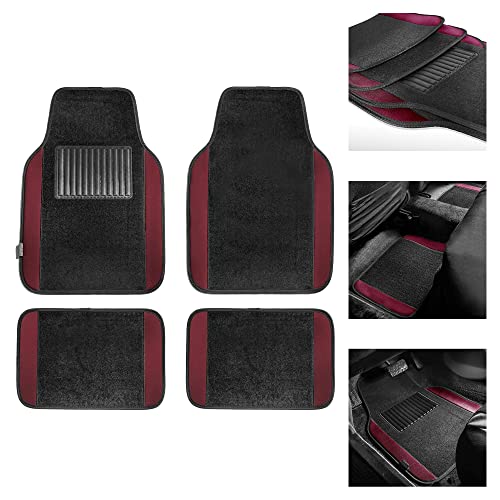 FH Group Light & Breezy Cloth Seat Full Car Seat Covers (Airbag & Split Ready) with Carpet Floor Mats- Universal Car, Truck, SUV, or Van (Burgundy/Black) FB030115 - color: Burgundy
