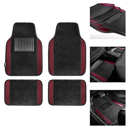 FH Group Light & Breezy Cloth Seat Full Car Seat Covers (Airbag & Split Ready) with Carpet Floor Mats- Universal Car, Truck, SUV, or Van (Burgundy/Black) FB030115 - color: Burgundy