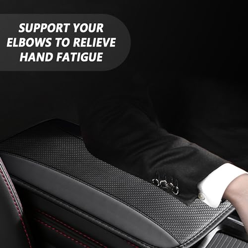 IHOTDER Stylish Car Center Console Cover,PU Leather Car Armrest Cover Prevent Scratches on Center Console,Universal Car Armrest Cushion Car Accessories Interior for Car SUV Truck (Black) - color: Black