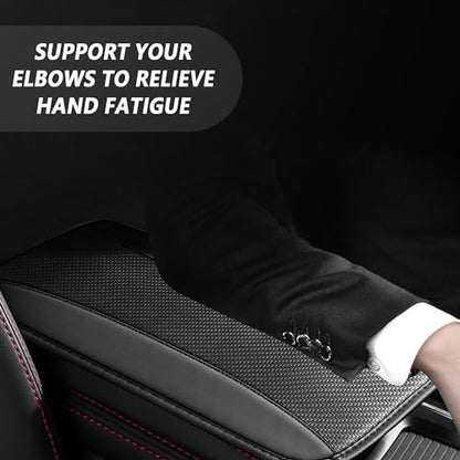 IHOTDER Stylish Car Center Console Cover,PU Leather Car Armrest Cover Prevent Scratches on Center Console,Universal Car Armrest Cushion Car Accessories Interior for Car SUV Truck (Black) - color: Black