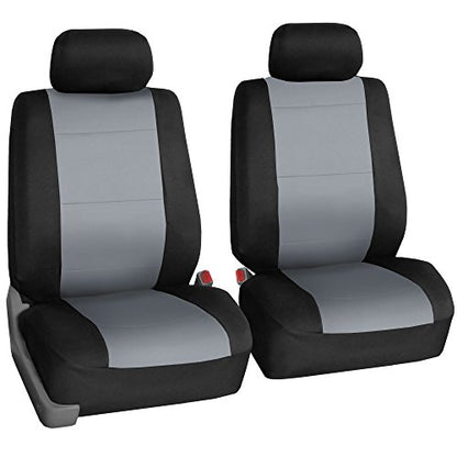 FH Group Waterproof Neoprene Car Seat Covers Front Set – Universal Fit Front Seat Covers with Storage Pockets, Airbag Compatible Automotive Seat Covers for Cars, SUVs & Vans, Gray - color: Gray, style: Front Set