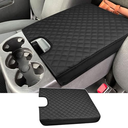 Zxiaochun Center Console Cover Compatible with 2007 2008 2009 2010 2011 2012 2013 Chevy Silverado/Tahoe/Suburban & GMC Sierra/Yukon, Jump Seat Console Armrest Lid Leather Protective Cover, Black - color: Black, size: For 2007-2013 Silverado Sierra Jump Se