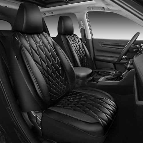 CAR PASS Nappa Leather Rav4 Front Seat Covers Custom Fit for Toyota Rav4 2019-2024, Camry 2018-2024, Corolla 2020-2025, Luxury Premium Anti-Slip Waterproof 2 Pack Seat Cover, Airbag Compatible Black - color: Black Rav4 Camry Corolla, size: Two Front