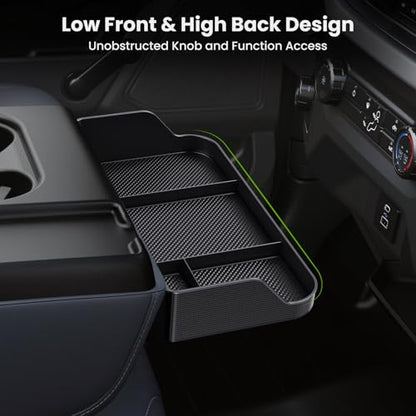Front Center Console Organzier Headrest Tray Compatible with 2011-2025 2026 Ford F150 F250 F350 F450 F550 F650, Jump Seat Storage Container Box Armrest Table Desk Insert Accessories (Jump Seat Only) - style: Organizer