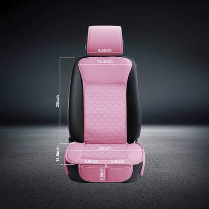 Elantrip 2PCS Front Car Seat Covers Pink Leather Auto for Women Airbag Compatible Diamond Pattern PU Seat Cover Universal Fitness - color: Pink, size: Front Set