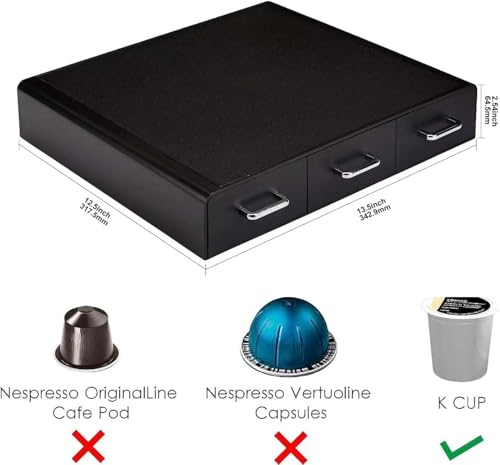 Amazon Basics K-Cup Compatible Coffee Pod Storage Drawer, 3 Easy-Open Drawers, 36 Pod Capacity, Black - size: (Pack of 1)
