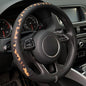 Steering Wheel Cover, Made with Breathable Microfiber Leather and Leopard Fabric, Universal 14.5-15 inchs for Most Automotive Steering Wheel,Cheetah Print, Black - color: Leopard Print