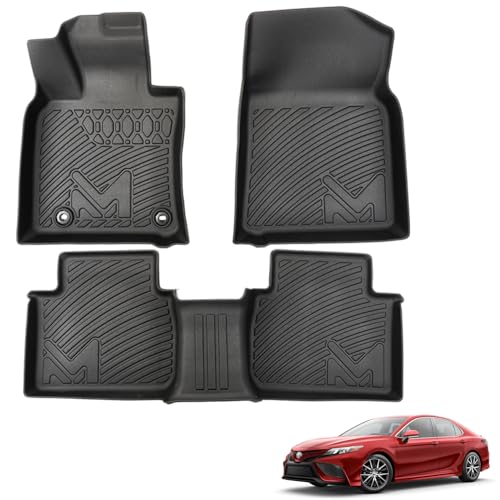 TPE Automotive Floor Mats Custom for 2018-2024 Toyota Camry (Not Fit Hybrid or AWD), All Weather Cover Protection Waterproof Black Floor Liner Front & Rear Row Full Set Car Mats, 3PCS - size: 3PCS (2Row), style: For 2018-2024 | Toyota Camry(Not Fit Hybrid
