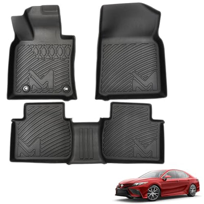 TPE Automotive Floor Mats Custom for 2018-2024 Toyota Camry (Not Fit Hybrid or AWD), All Weather Cover Protection Waterproof Black Floor Liner Front & Rear Row Full Set Car Mats, 3PCS - size: 3PCS (2Row), style: For 2018-2024 | Toyota Camry(Not Fit Hybrid