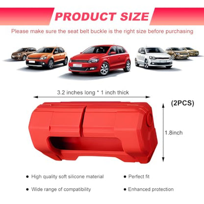 DXNQ 2PCS Car Seat Belt Buckle Covers, Anti-Scratch Silicone Auto Seat Belt Clips Protective Sleeve, Universal Seatbelt Buckle Cover Protector for Van Truck SUV, Car Accessories (Red)