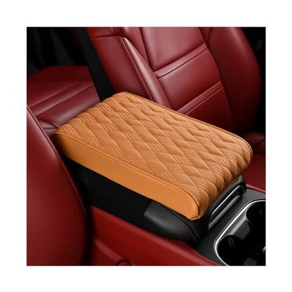 Bittwee Car Center Console Cover, Leather Waterproof Auto Arm Rest Box Cover, Memory Foam Armrest Cushion Protection Pad, Hand Rest Pillow with Height Increase, Universal Car Accessory - color: Yellow