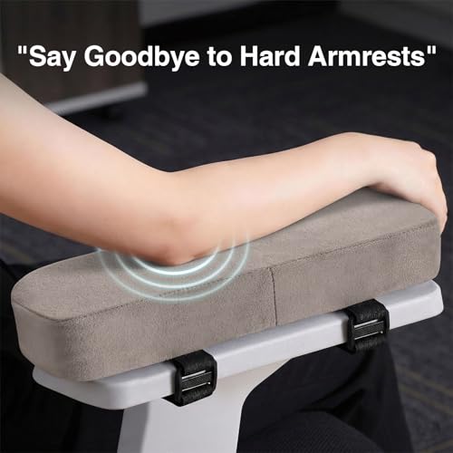 Smiry Ergonomic Office Chair Armrest Pads, Memory Foam Arm Rest Covers, Non-Slip Armrest Cushion with Adjustable Buckles and Straps, Elbow Relief for Desk, Gaming & Wheelchair (Taupe, Set of 2) - color: Taupe