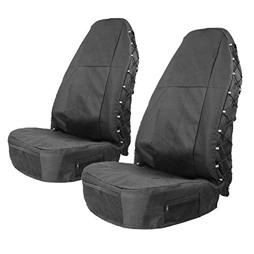 TIROL Waterproof Front Seat Covers High Back Seat Cover Bucket Seat Covers with Multi-Pockets for Semi Truck Cars Van SUV Pickup (2PCS) - color: Black - 2 Pack