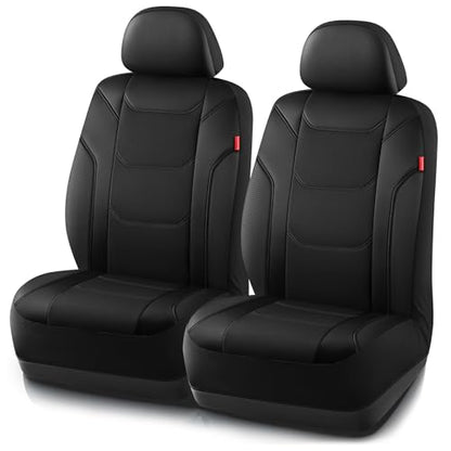 Rubbermaid Leather Car Seat Cover – Universal Front Seat Cover, Airbag Compatible, Easy to Install, Water-Resistant and Durable Automotive Seat Cover for Cars, Trucks, SUVs, Vans – Black - color: Black