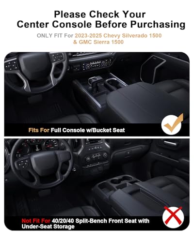 2026 Silverado 1500 Center Console Organizer - Upgrade For 2023-2026 Chevy Silverado 1500/GMC Sierra 1500 Center Console Organizer - Under Screen Organizer - Only Fit Full Console w/Bucket Seats - size: 2023-2026 Silverado/Sierra