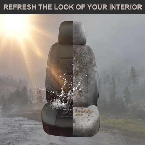 GIANT PANDA Neoprene Full Set Car Seat Covers, Leak-Proof & Waterproof Front&Rear/Back Car Seat Protector Fit 95% Cars Sedans SUV（Grey/Gary+Black） - color: Grey&Black, size: Full Set