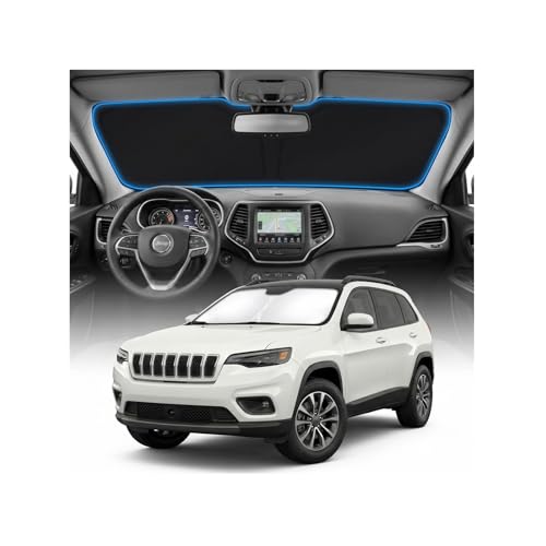 for Jeep Cherokee Sun Shade Windshield Cover - Custom Fit Cherokee Accessories 2014-2024 Sunshade Foldable UV Protection & Heat Shield Sun Visor Accessories - size: For Jeep Cherokee 2014-2024