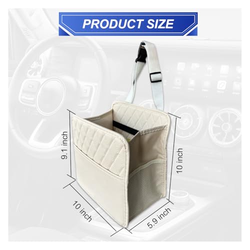 ZIMISI Car Back Seat Organizer, Waterproof Leather Automotive Backseat Hanging Bag with Cup Holders, Large Capacity Car Trash Can, Vehicle Travel Accessories for Most Vehicles (2PCS/Beige) - size: 2PCS/Beige