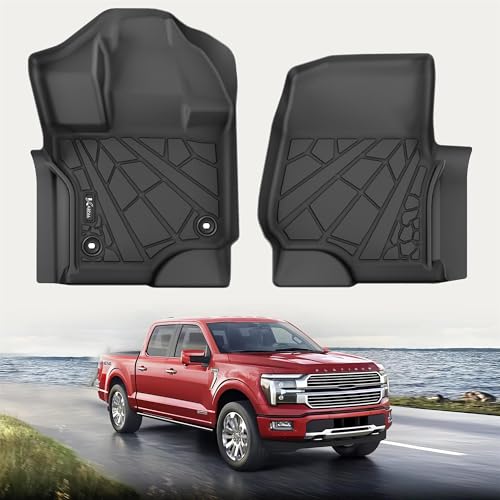 KARPAL Floor Mats for 2015-2026 Ford F-150 Supercrew/Supercab (Includes 2022-2026 Lightning), Custom Fit TPE All Weather Ford F150 Accessories Front Floor Liner - style: 2015-2026 | For Ford F-150 | Front Row