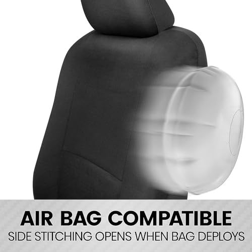 BDK PolyPro 2-Pack Front Car Seat Covers Set in Black/Black - Front Seat Covers for Cars Trucks Vans SUVs Sedans, Easy to Install Front Car Seat Cover Protection, Universal Fit Car Accessories - color: 2 Fronts Only-Black