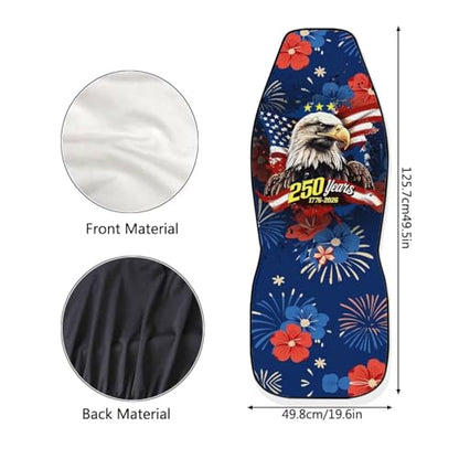 Front Seat Covers Breathable 250 Years USA 1776-2026 Car Seat Protectors EStretch Polyester Fabric Cover Universal for Most Vehicles Sedan Truck, Easy to Install - color: 250 Years USA 1776-2026