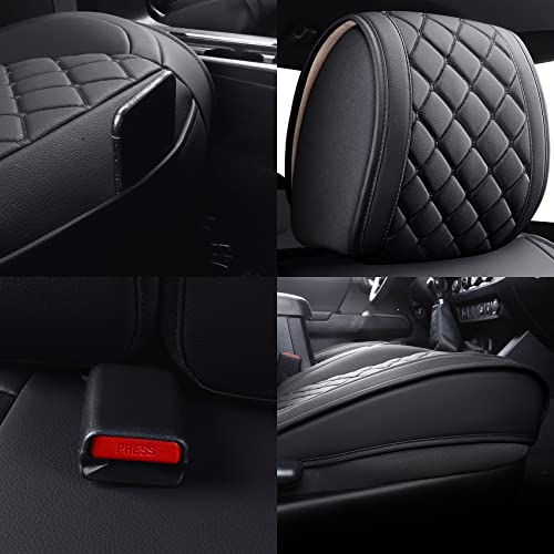 Tomatoman Tacoma Seat Covers Customized for 2005-2025 2026 Truck Sport Gen SR Extended Pro Off-Road Pickup V6, Waterproof Faux Leather Car Cushions(2 PCS Front, Black) - color: 2 PCS Front/Black