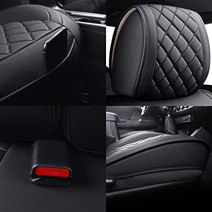 Tomatoman Tacoma Seat Covers Customized for 2005-2025 2026 Truck Sport Gen SR Extended Pro Off-Road Pickup V6, Waterproof Faux Leather Car Cushions(2 PCS Front, Black) - color: 2 PCS Front/Black
