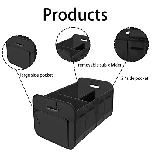 Car Trunk Organizer, Collapsible Waterproof Premium Oxford Cargo Storage, Multi-Compartment Foldable Trunk Groceries Organizer, Auto Accessories Universal for SUV Truck Sedan