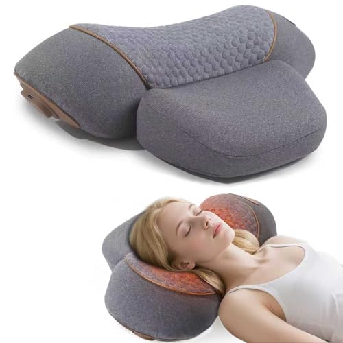 3-in-1 Neck Massager Pillow with Heat - Electric Deep Tissue Massage for Neck & Shoulder Pain Relief, Portable Hump Corrector, Memory Foam Massaging Pillow for Home, Car, Office