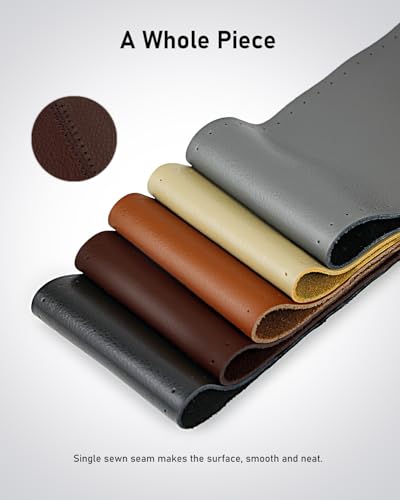 BELINOUS Leather Steering Wheel Cover Lace Up, Stitch on Steering Wheel Wrap, Universal Fit 13-20 Inch Car Truck Pickup Boat, A Whole Piece of Cowhide, DIY w/Needle Thread (Size M0, Coffee) - color: Coffee, size: M0