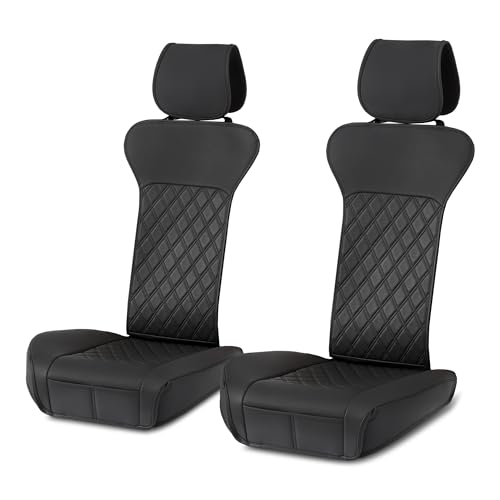 Amazon Basics Front Car Seat Covers, Universal Seat Protectors, Breathable Faux Leather, 2-Pack - size: Without top