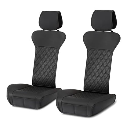 Amazon Basics Front Car Seat Covers, Universal Seat Protectors, Breathable Faux Leather, 2-Pack - size: Without top