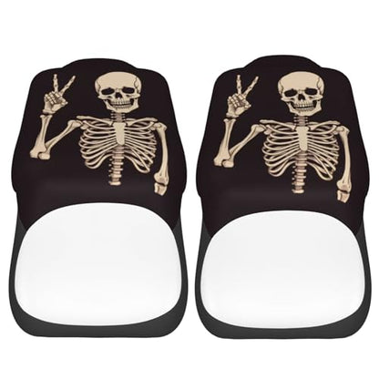 Dujiea Funny Skull Car Front Seat Covers 2 Pcs Universal Auto Seat Covers Front Seats Only, Vehicle Bucket Seat Protectors Fit for Most Car SUV Sedan and Truck - color: Funny Skull