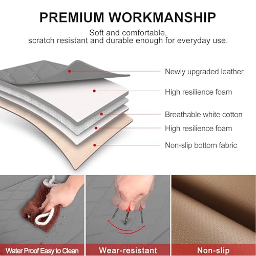 BEITK 1 Pack Leather Front Car Seat Cover Bottom Car Seat, Anti-Slip and Full Wrap Driver Car Seat Protectors, Luxury Waterproof Bottom Auto Seat Cushion Pad Mat for Most Vehicles(Gray) - color: gray-1pcs