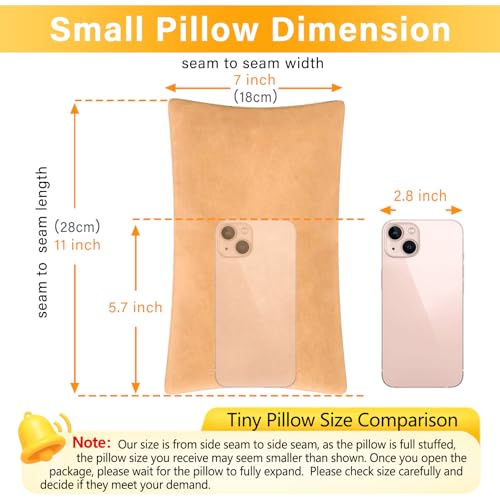 1 MIDDLE ONE 2 Pack Small Pillow, Memory Foam Mini Pillow 11 X 7 Inches for Travel, Sleeping, Nap and Neck, Knee, Lumbar Support, Tiny Cushion for Pet, Dogs (Camel) - color: Camel, size: 11x7 inch