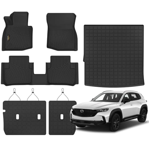 Floor Mats for Mazda CX-50 Hybrid 2025-2026 & Cargo Liners & Backrest Mat All Weather TPE Rubber Trunk Mat Back Seat Protector Full Set for CX50 2025 Plug-in Hybrid Accessories, Black - size: For Mazda CX-50 Hybrid 2025-2026