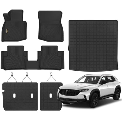 Floor Mats for Mazda CX-50 Hybrid 2025-2026 & Cargo Liners & Backrest Mat All Weather TPE Rubber Trunk Mat Back Seat Protector Full Set for CX50 2025 Plug-in Hybrid Accessories, Black - size: For Mazda CX-50 Hybrid 2025-2026