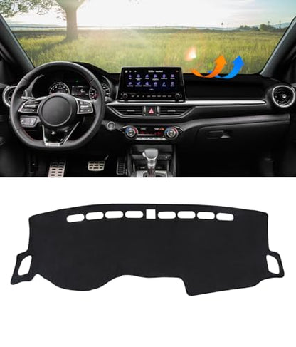 BIBLOZ Dash Cover for Kia Forte 2019-2024, FE, LX, LXS, EX, GT, GT-Line Accessories Black Flannel Dashboard Cover Mat Car Dashboard UV Sun - size: 2019-2024 Forte