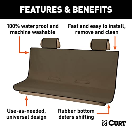 CURT 18522 Seat Defender 58-Inch x 63-Inch Brown Waterproof Universal Extra-Large Bench Truck Seat Cover Protector - color: Brown, size: XL Bench Seat
