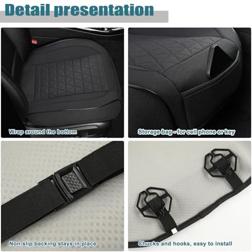 West Llama Linen Front Car Seat Cover Protector Anti-Slip Bottom Seat Cover Fits 95% of Vehicles,Wrapping Around The Bottom,Triangular Pattern(Black-2Pcs) - color: Triangular Pattern-Black, size: 2 Piece Linen