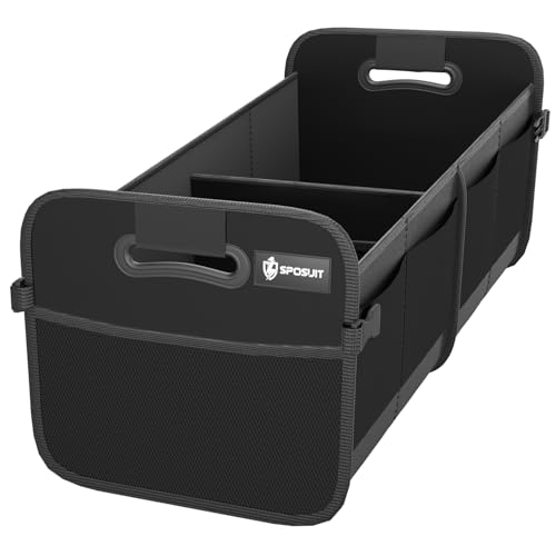 Sposuit Trunk Organizer for Car - 70L Collapsible Car Storage with 11 Pockets & Reinforced Handles, SUV Trunk Organizers for Grocery Cargo(Black) - color: Black, size: Large