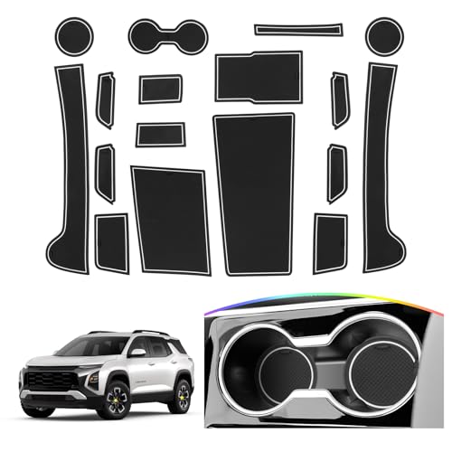 SKTU Door Slot Mat for 2025 2026 Chevrolet Equinox Door Groove Gate Pad 17Pcs Fit 2025 2026 Chevy Equinox Accessories Door Compartment Cup Center Console Liners 2025 2026 Equinox Floor Mats (White) - color: 2025+ Equinox White